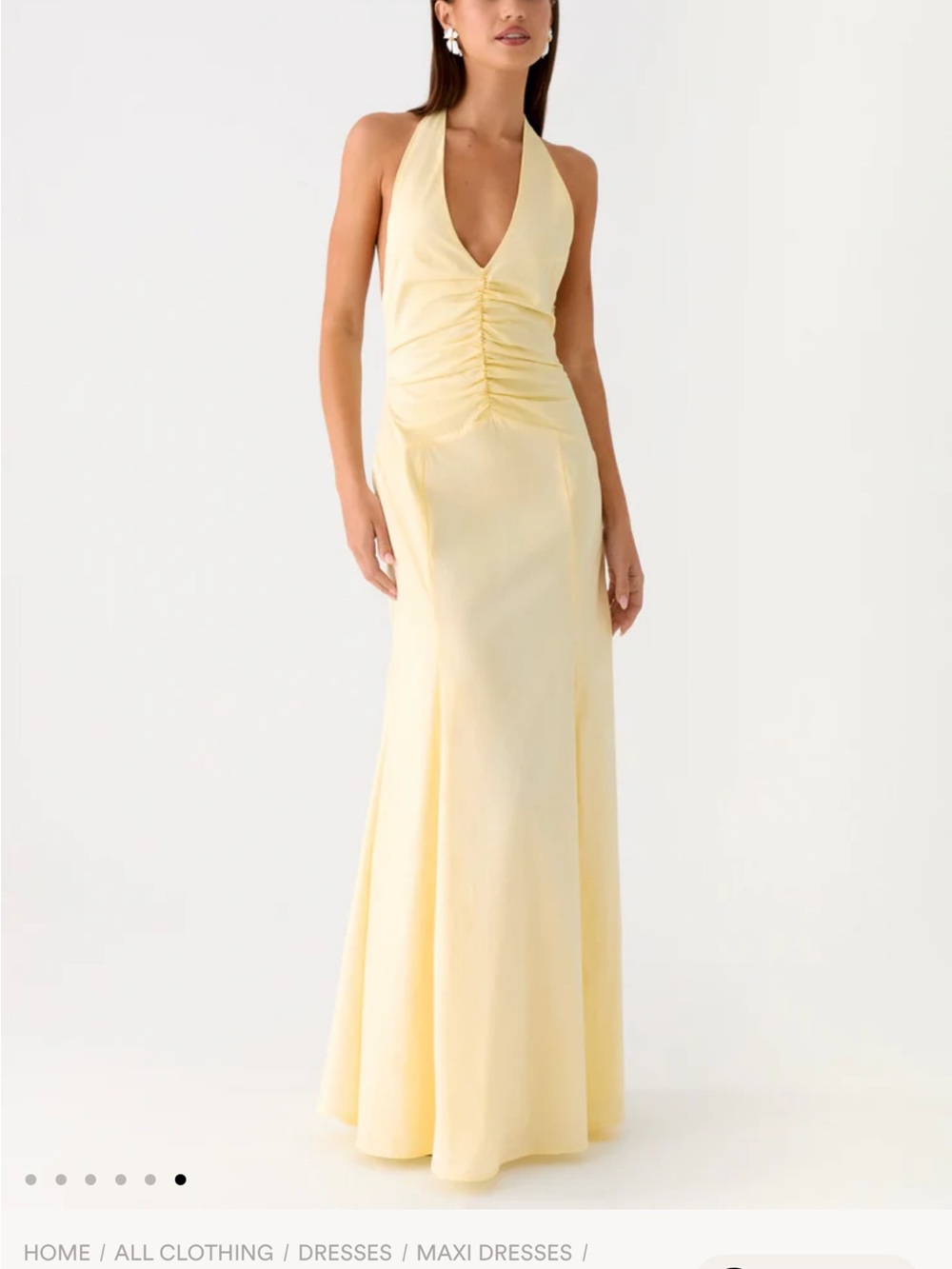 Peppermayo Pale Yellow One-Shoulder Ruched Gown